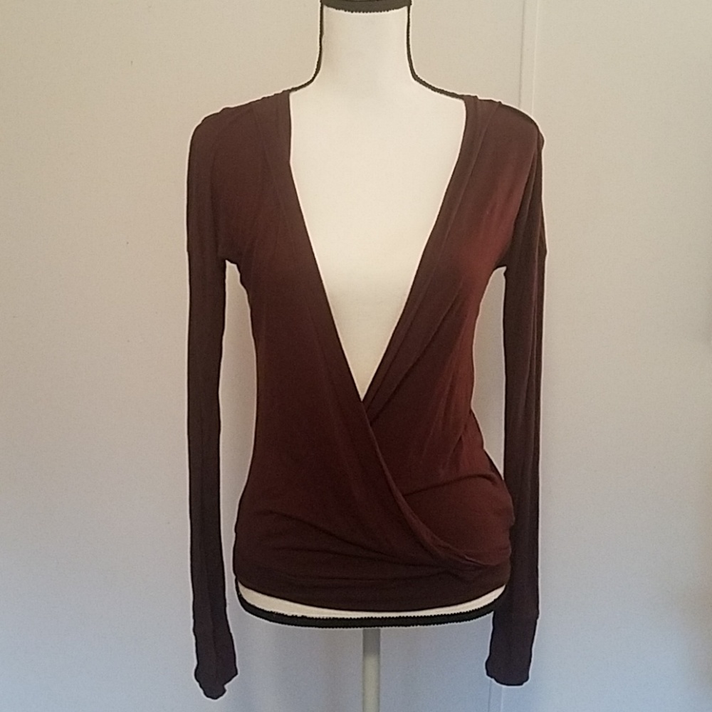Brown ballet inspired wrap top
